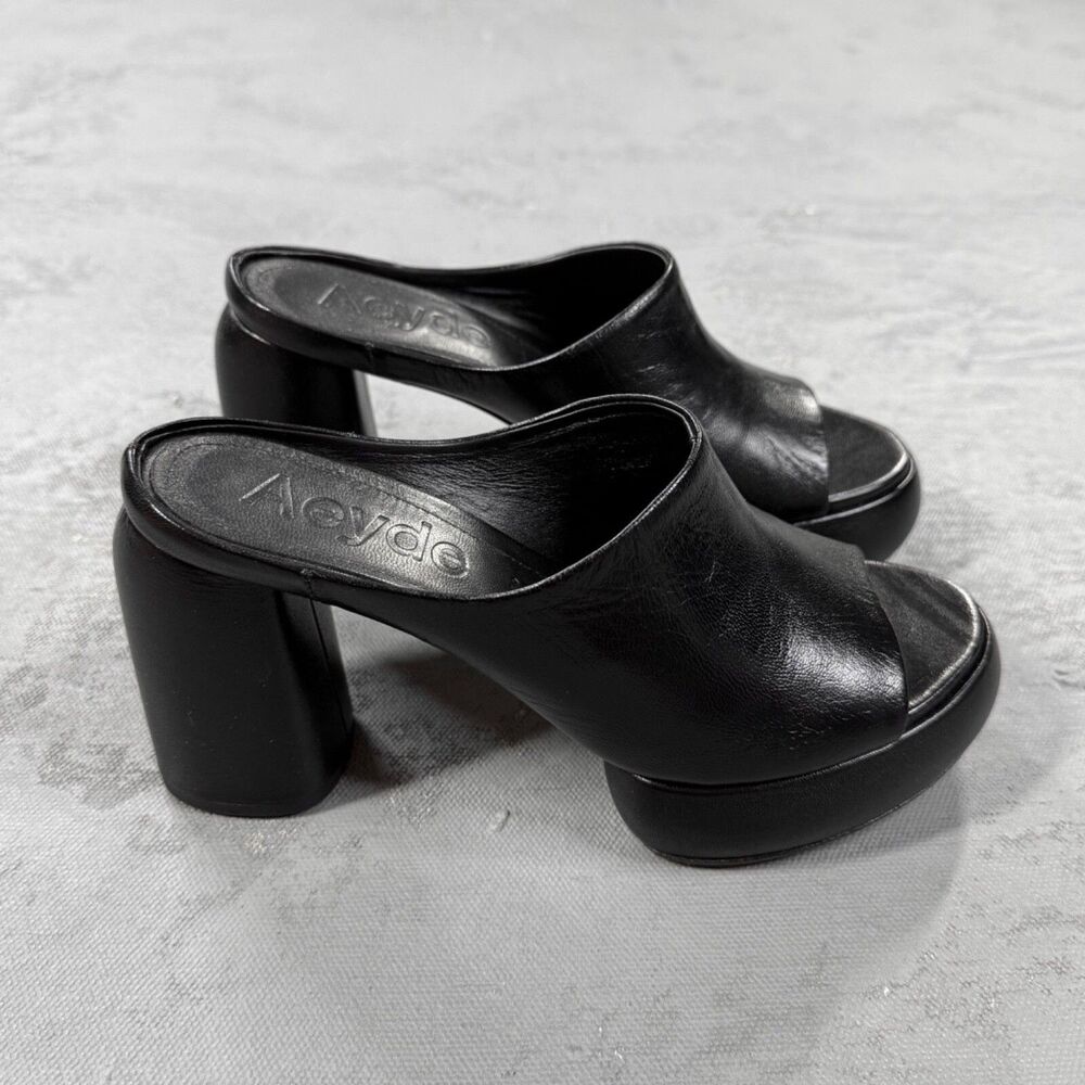 Aeyde Black Leather Platform Sandals Size EU 36, US 5 - Picture 5 of 8